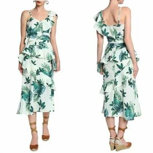 NWOT Palm leaf print ruffle summer dress | vacation resort Walter Baker XS